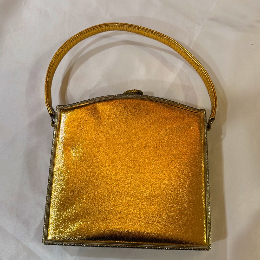 Vintage 1950’s Filigree Metal & Needlepoint Handbag Purse - Picture 4 of 17